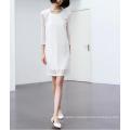 Fashion Charming Pure White Stripe Chiffon Ladies Dress